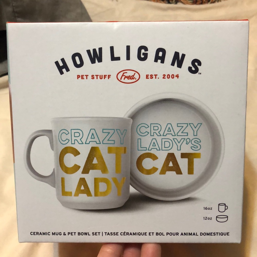 Cute Crazy Cat Lady Mug & Cat Food/Water Bowl